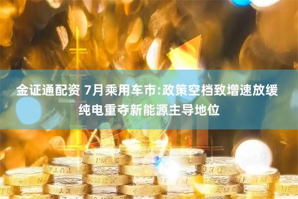 金证通配资 7月乘用车市:政策空档致增速放缓 纯电重夺新能源主导地位